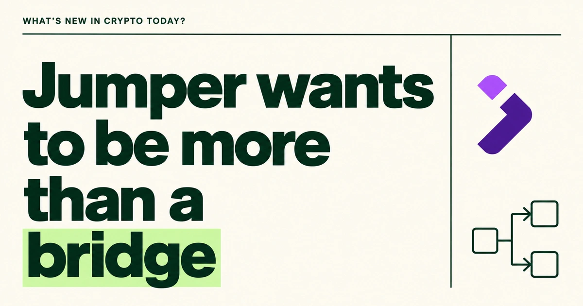 Jumper wants to be more than a bridge. Green headline on cream, with Jumper's purple logo and a small branching-path illustration.